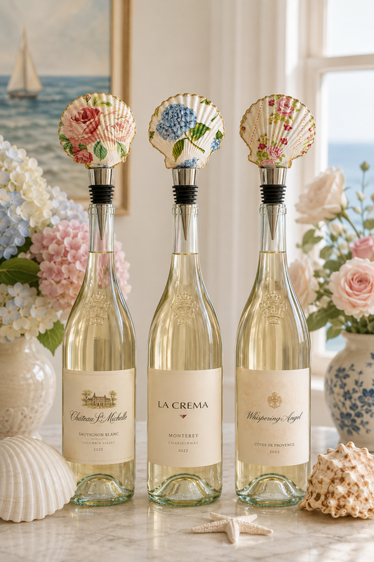 Floral Scallop Shell Bottle Toppers