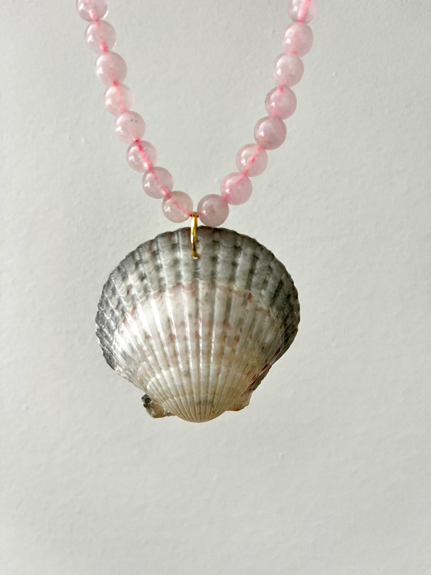 Pink Sanibel shell glass beaded necklace