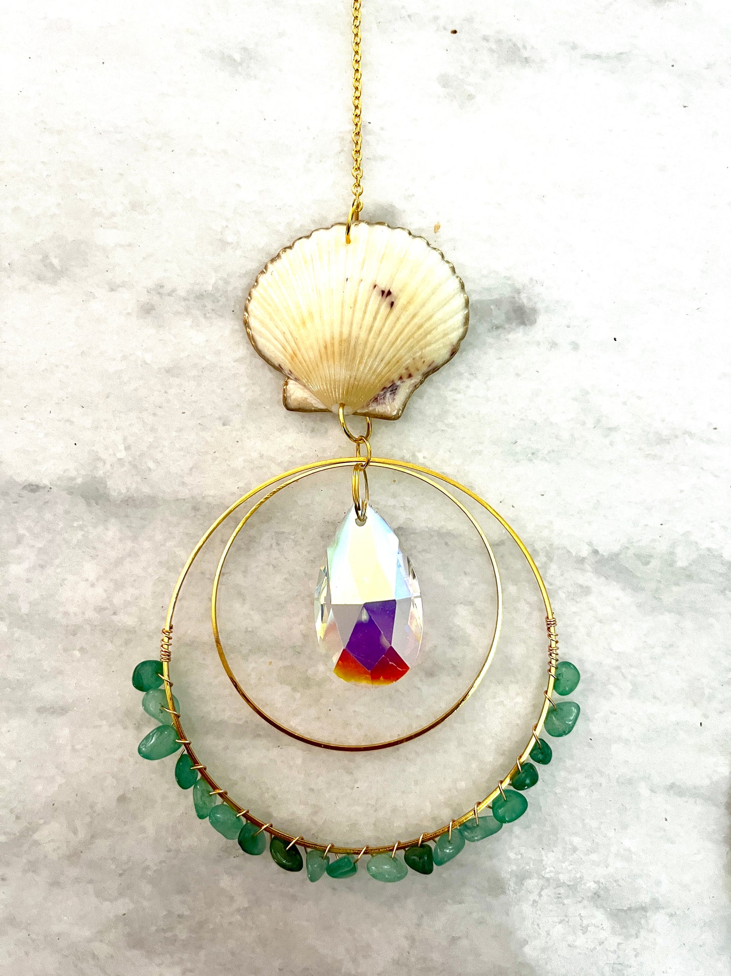 Handmade coastal shell suncatchers