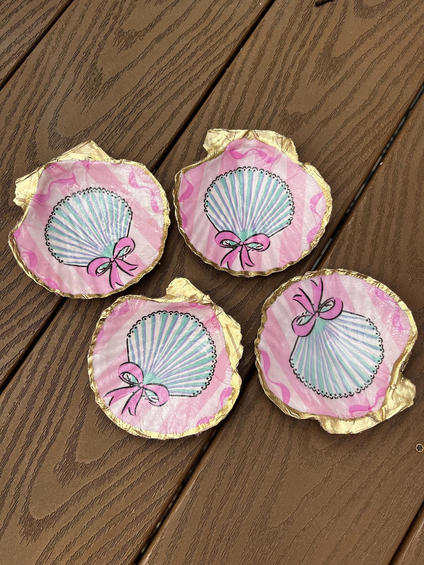 Pink Bow Clam Shell Trinket & Jewelry Dish
