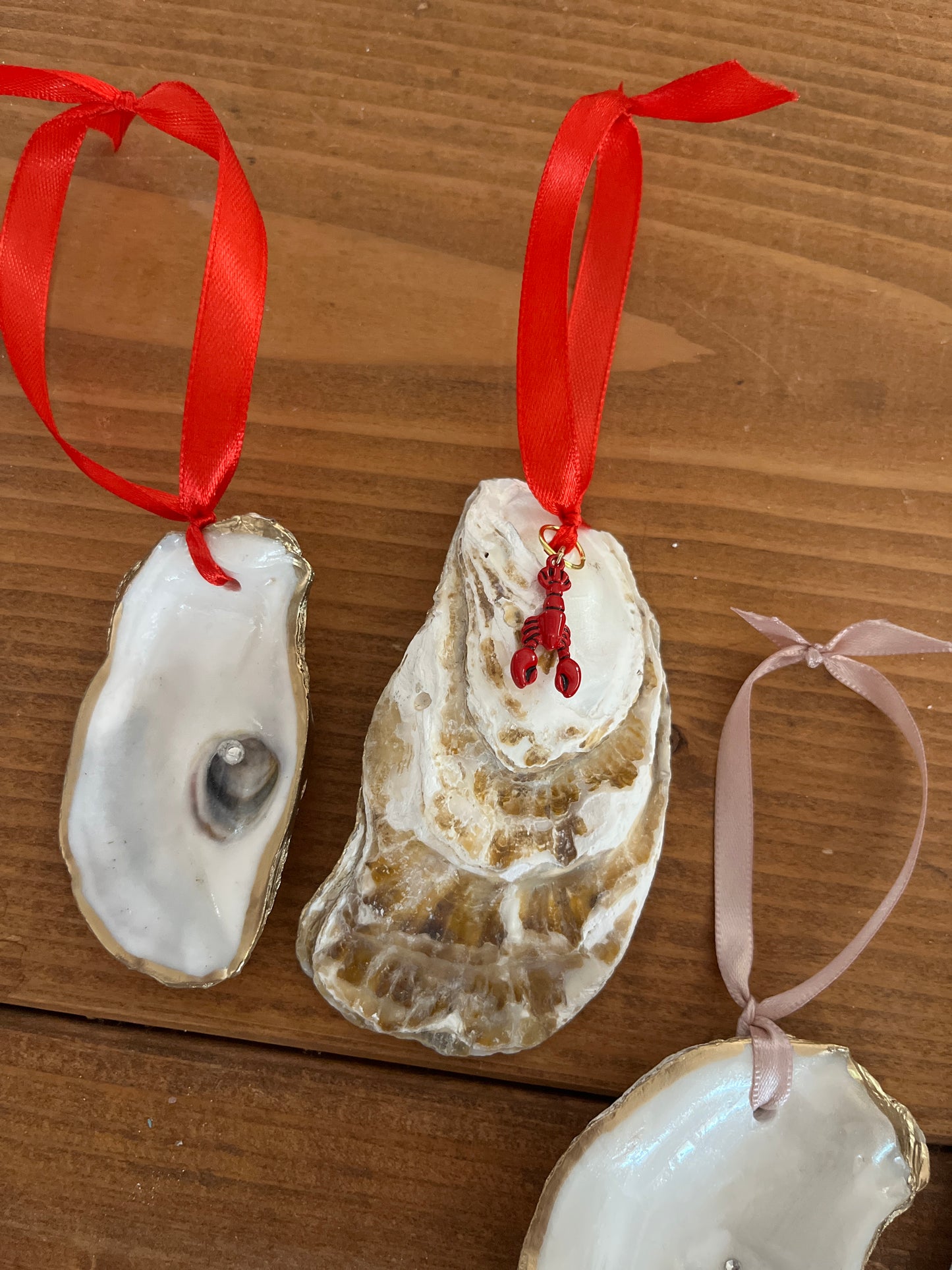 Lobster charm oyster shell ornament