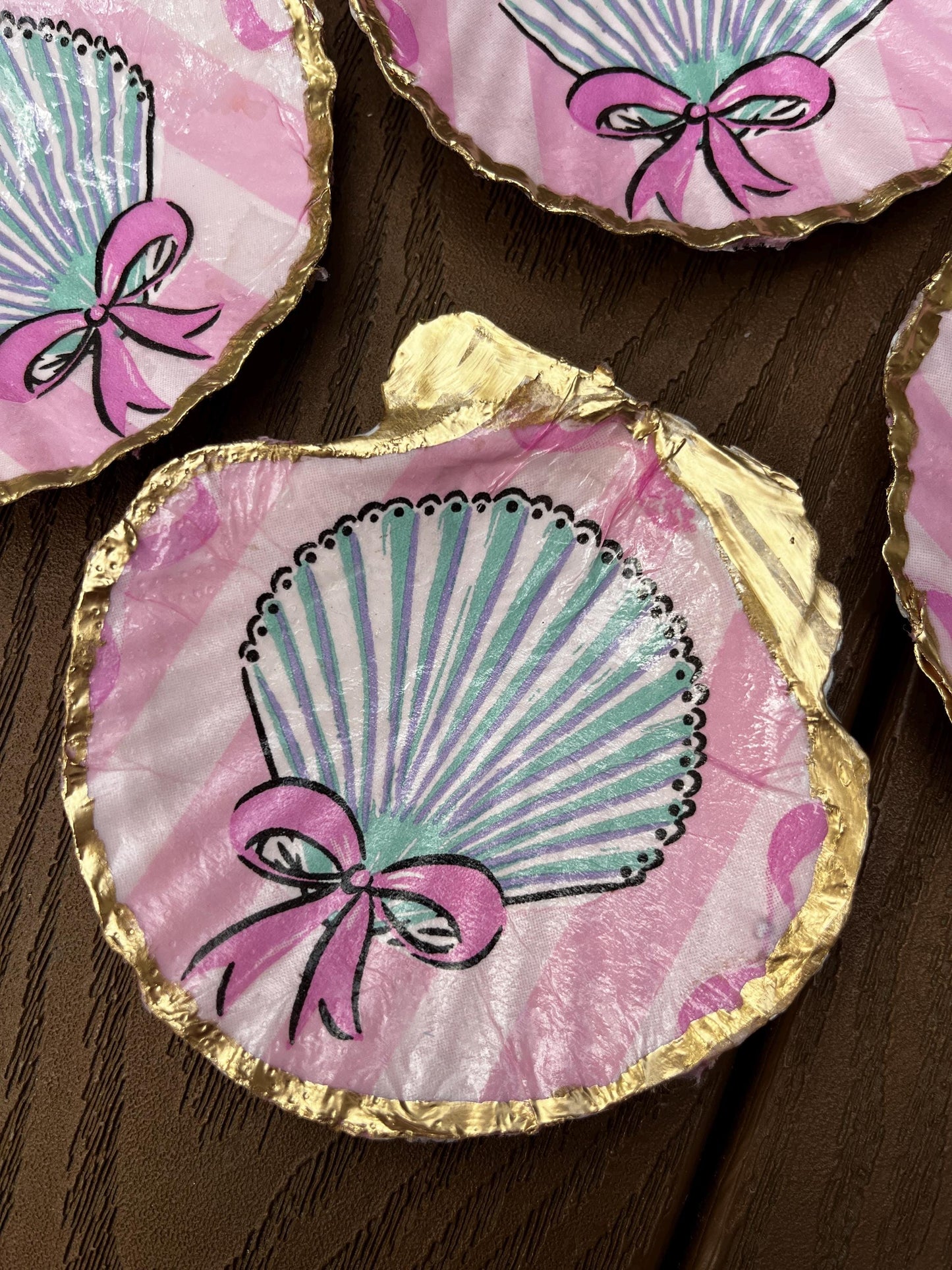 Pink Bow Clam Shell Trinket & Jewelry Dish