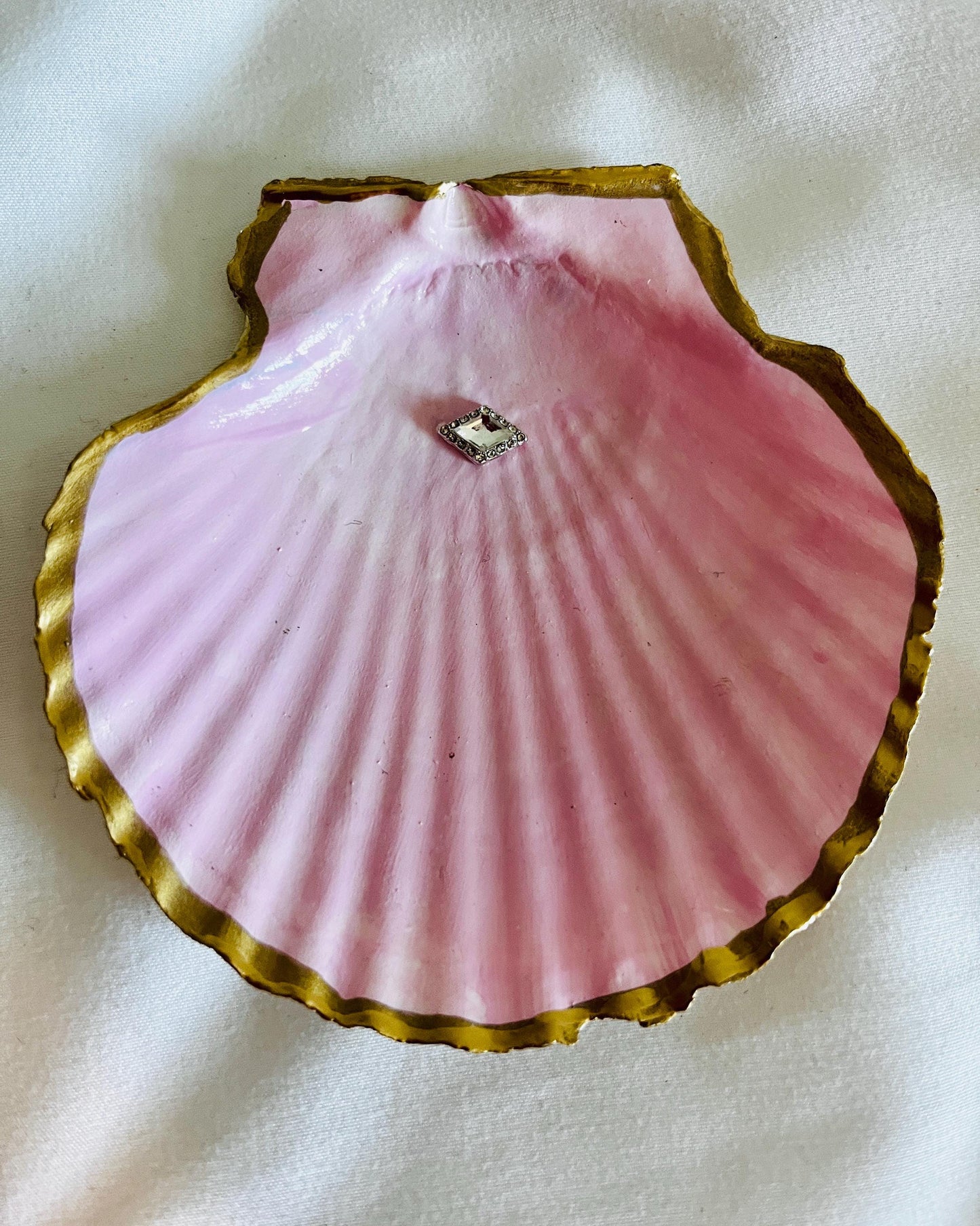 Diamond Pink Shell Trinket Dish: Nautical Jewelry Holder