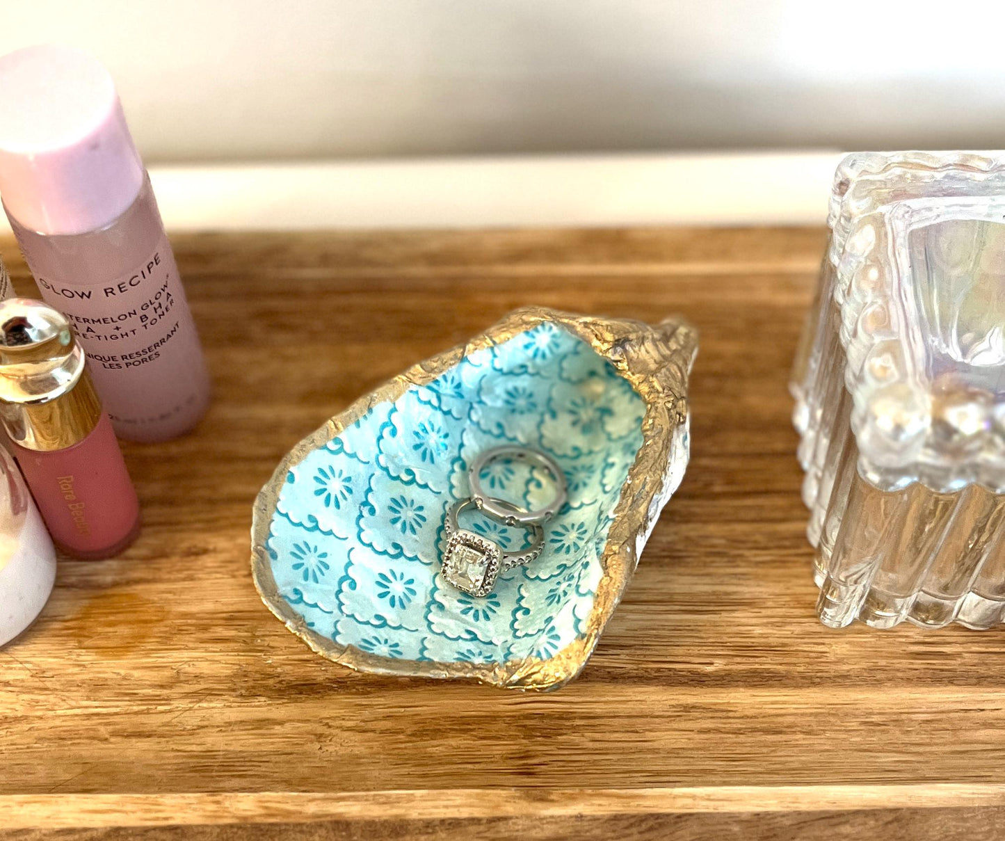 Serenity Blue Oyster Shell Jewelry & Trinket Dish