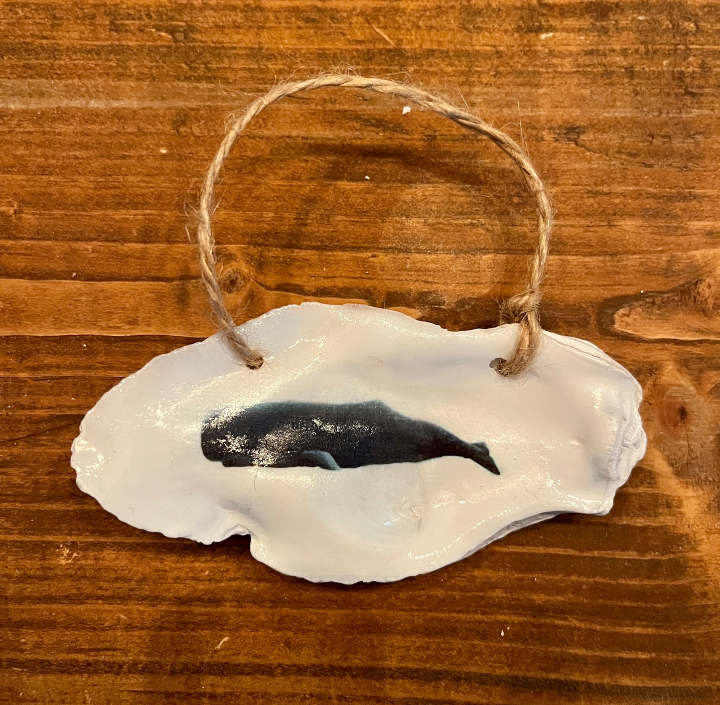 Humpback whale oyster shell ornament