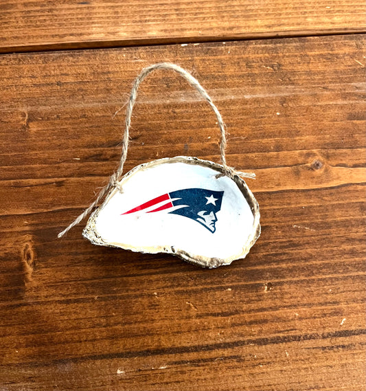 "Your favorite team" team hanging oyster shell ornament