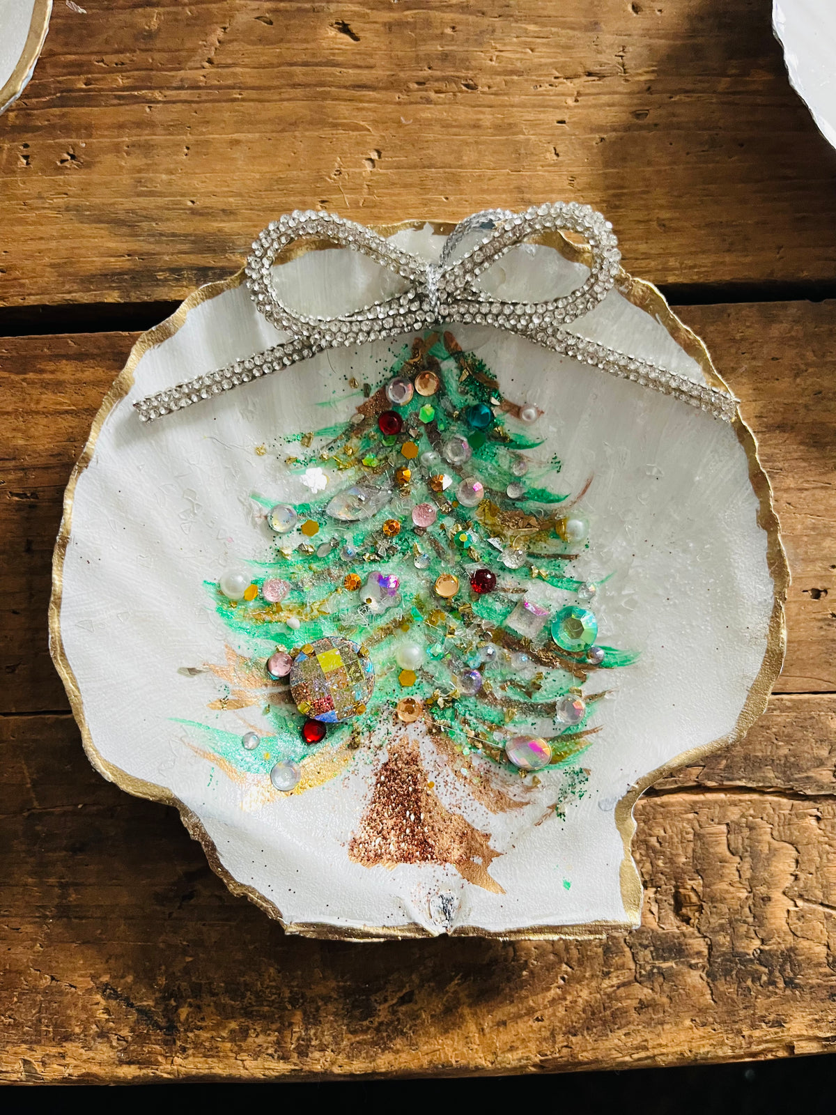Bejeweled Christmas Tree Shell Dishes