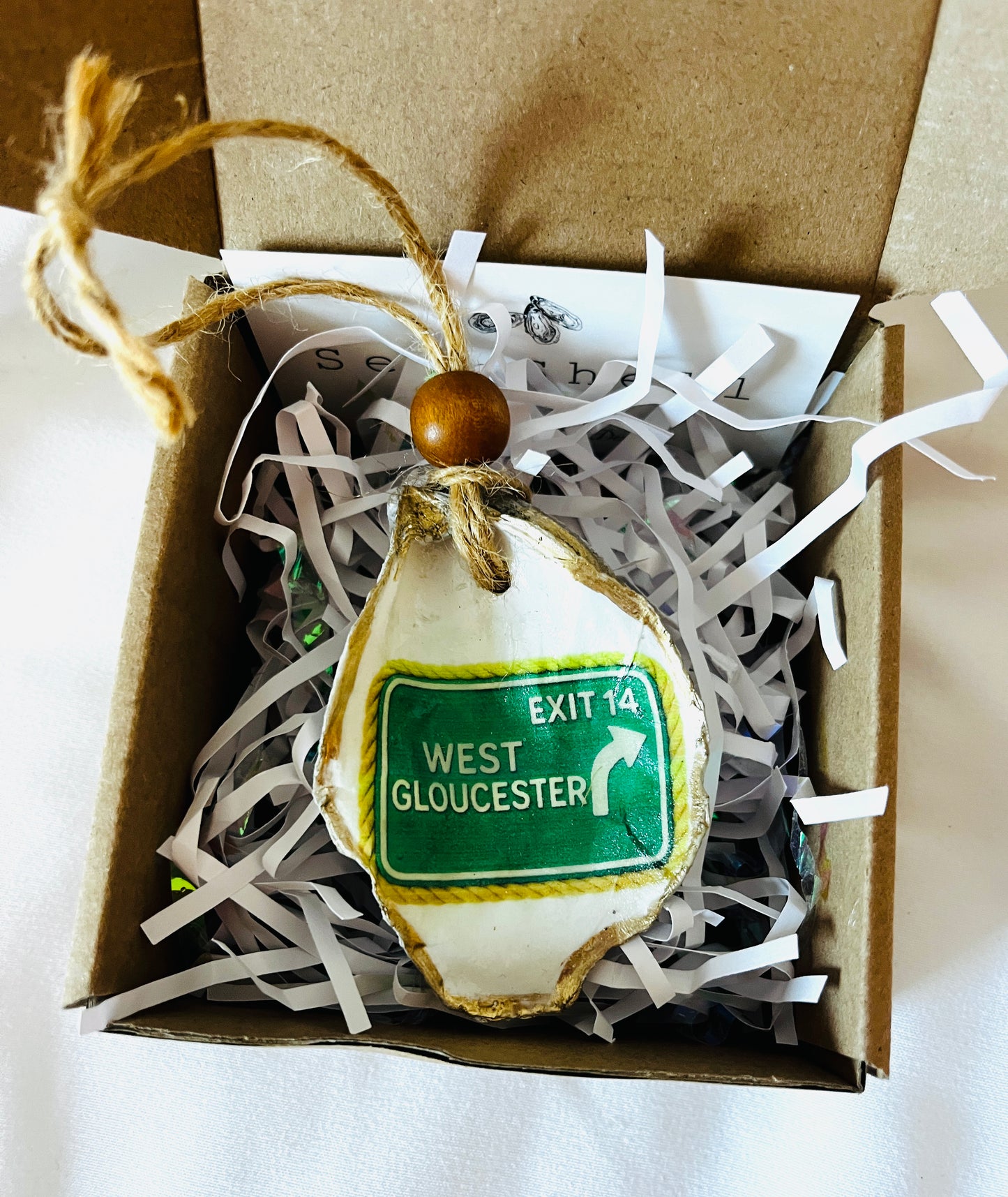 West Gloucester oyster shell ornament