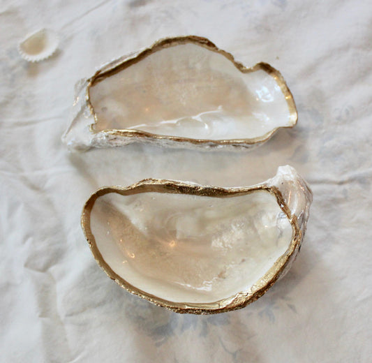 Pearly White Oyster Shell Jewelry & Trinket Dish