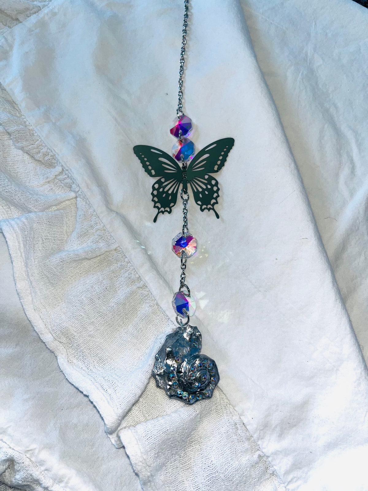 Handmade butterfly and seashell suncatcher