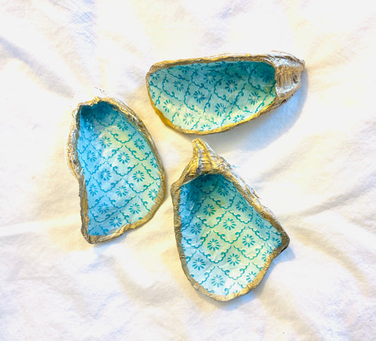 Serenity Blue Oyster Shell Jewelry & Trinket Dish