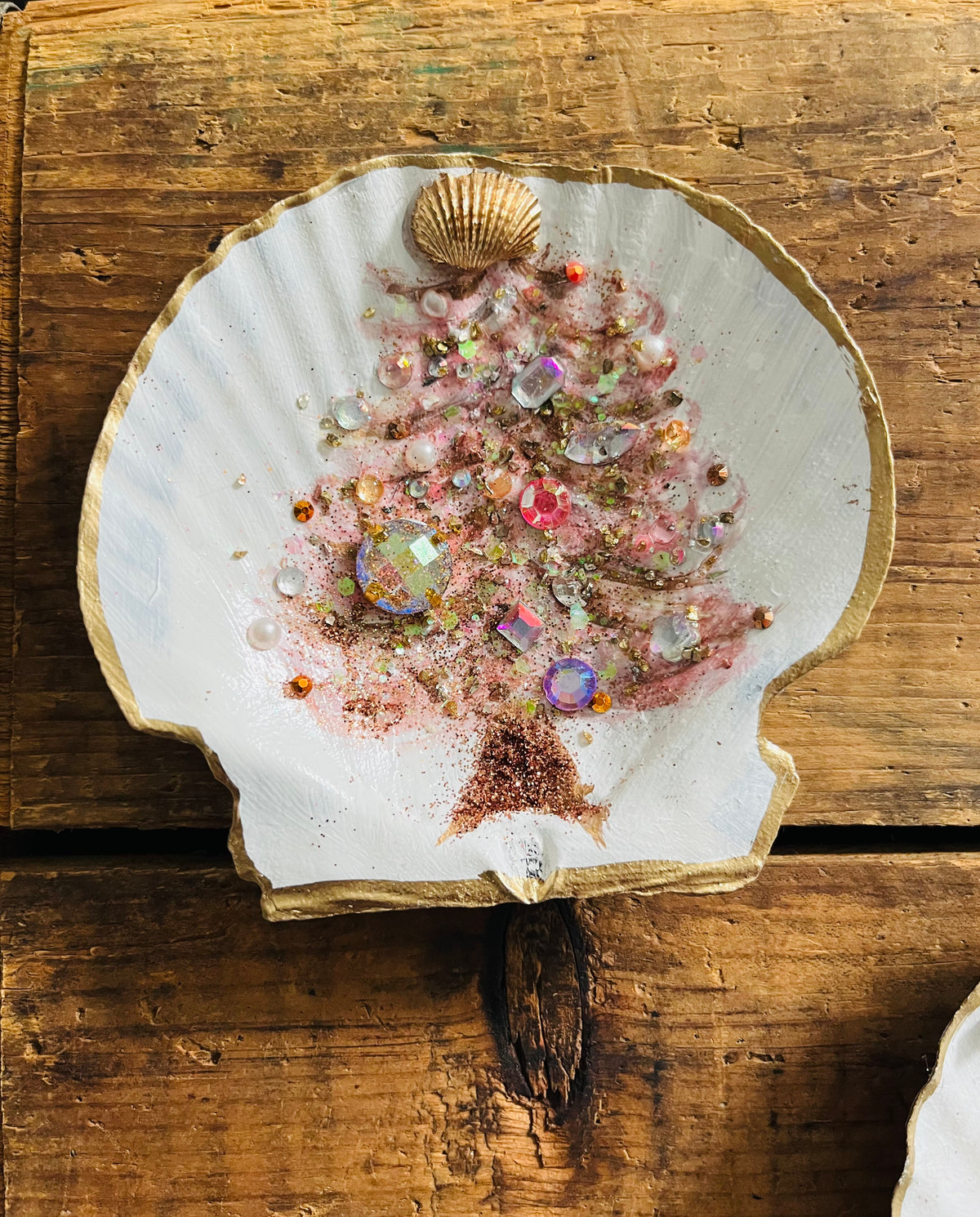 Bejeweled Christmas Tree Shell Dishes