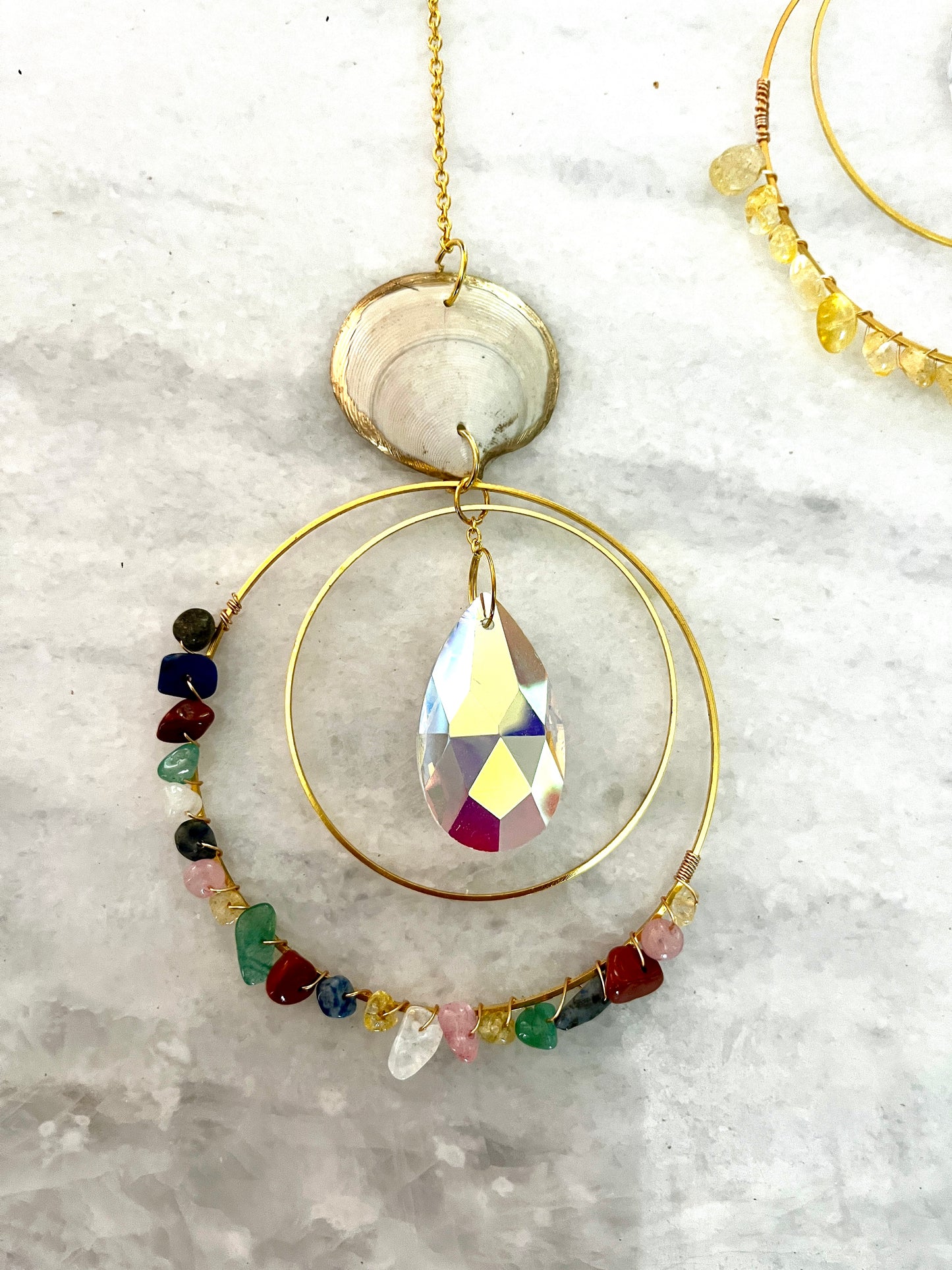 Handmade coastal shell suncatchers