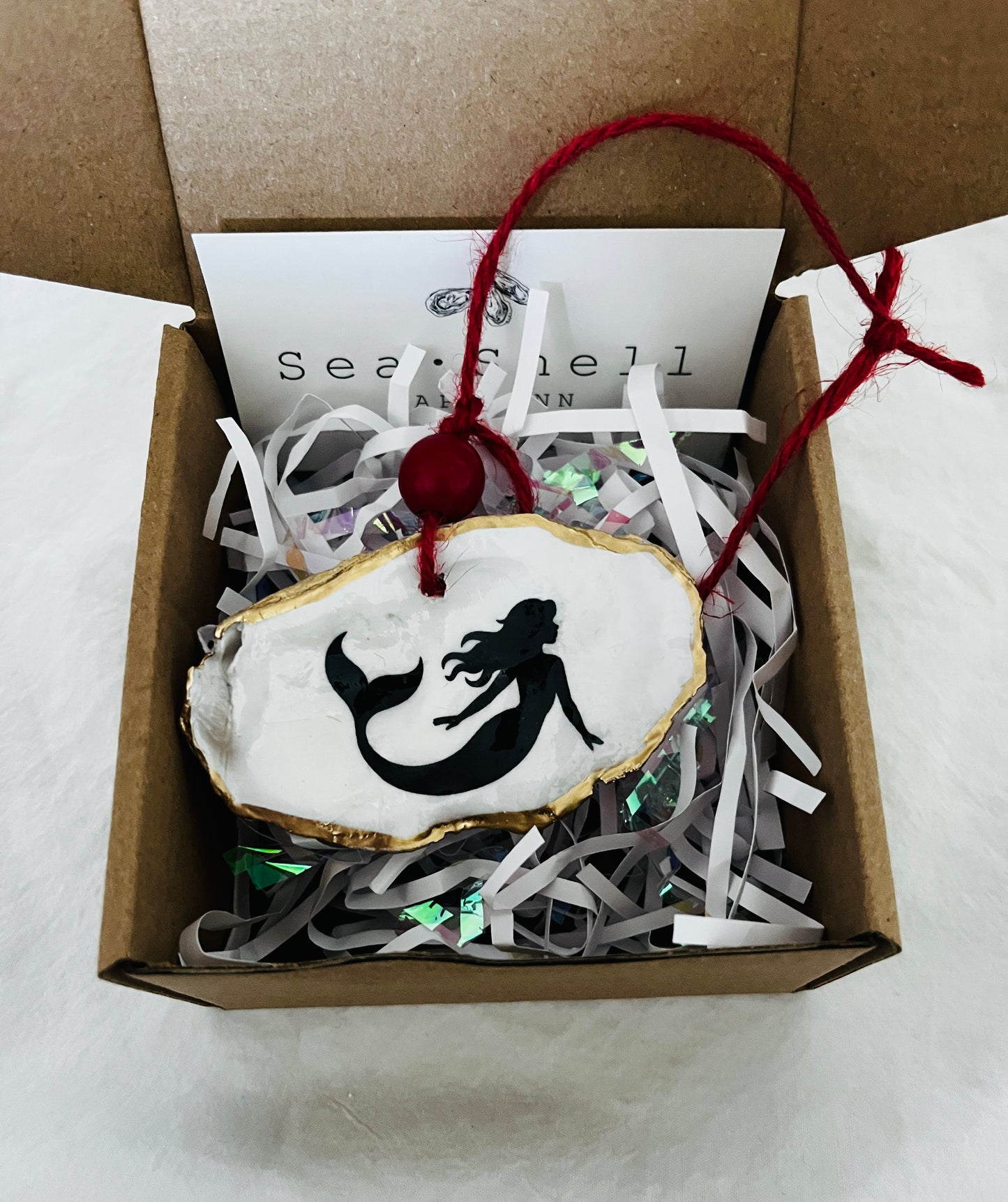 Mermaid oyster shell ornament