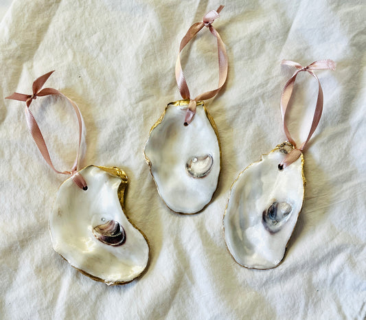 Natural Oyster Shell Ornament: Made with Love