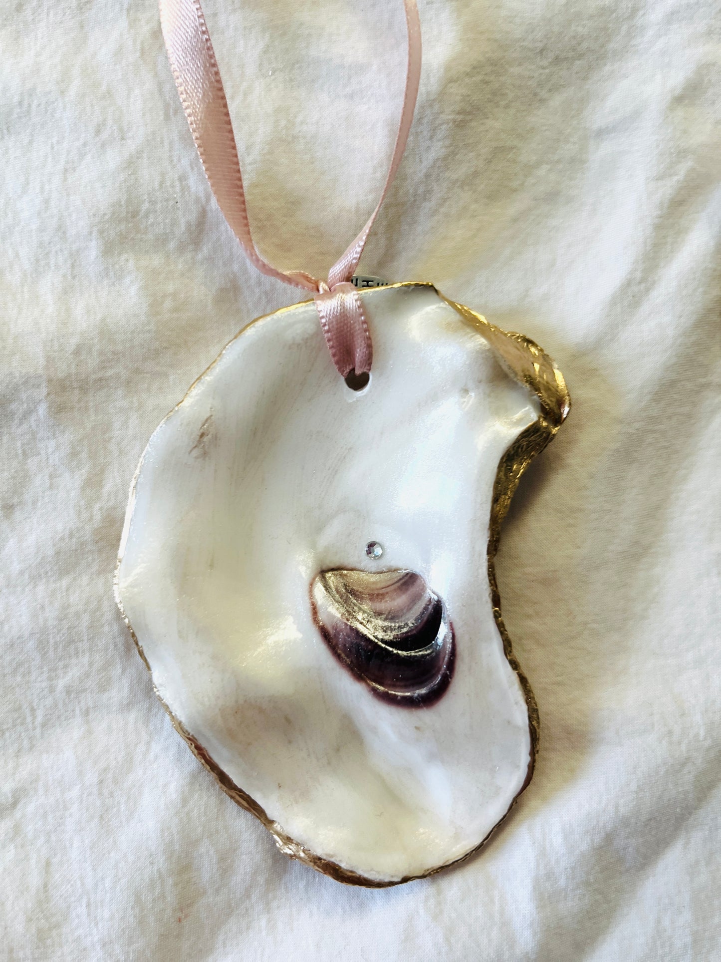 Natural Oyster Shell Ornament: Made with Love