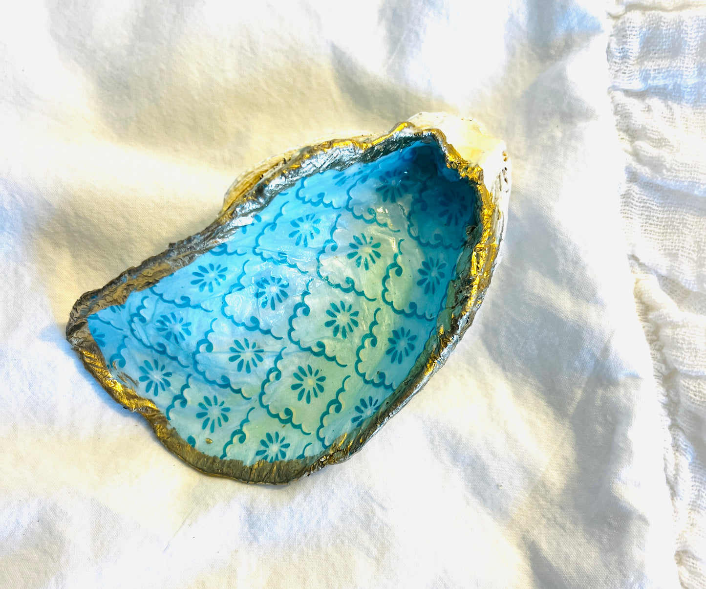 Serenity Blue Oyster Shell Jewelry & Trinket Dish