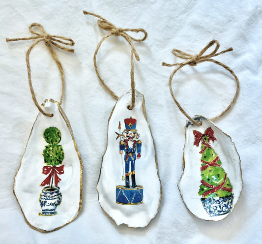 Christmas oyster shell ornaments