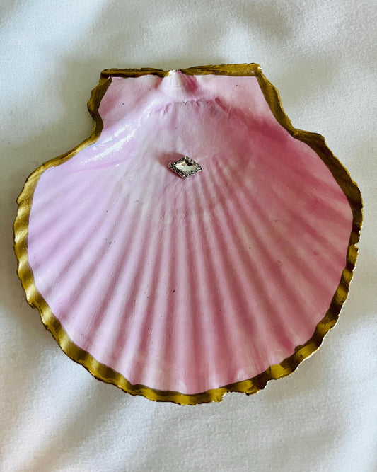 Diamond Pink Shell Trinket Dish: Nautical Jewelry Holder
