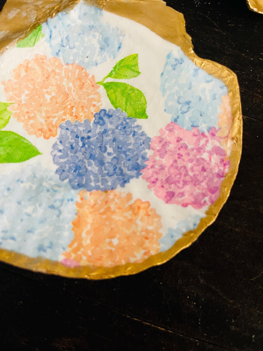 Hydrangea Scallop Shell Jewelry & Trinket Dish