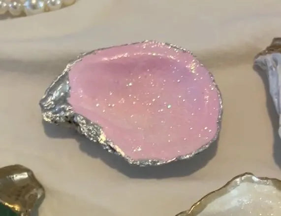 Glitter Oyster Shell Trinket Dish | Gilded Coastal Jewelry Holder