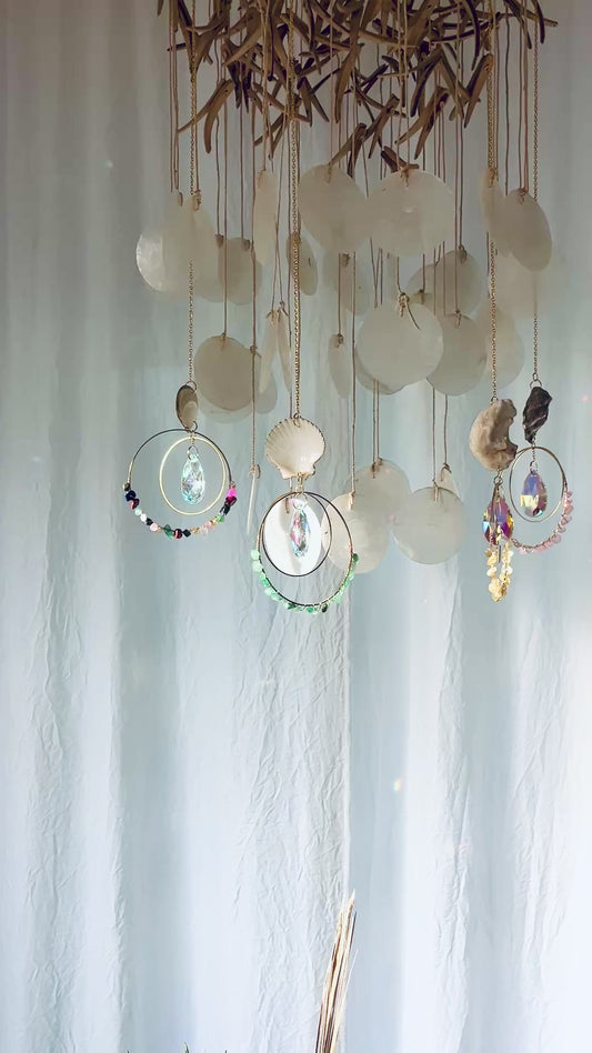 Handmade coastal shell suncatchers